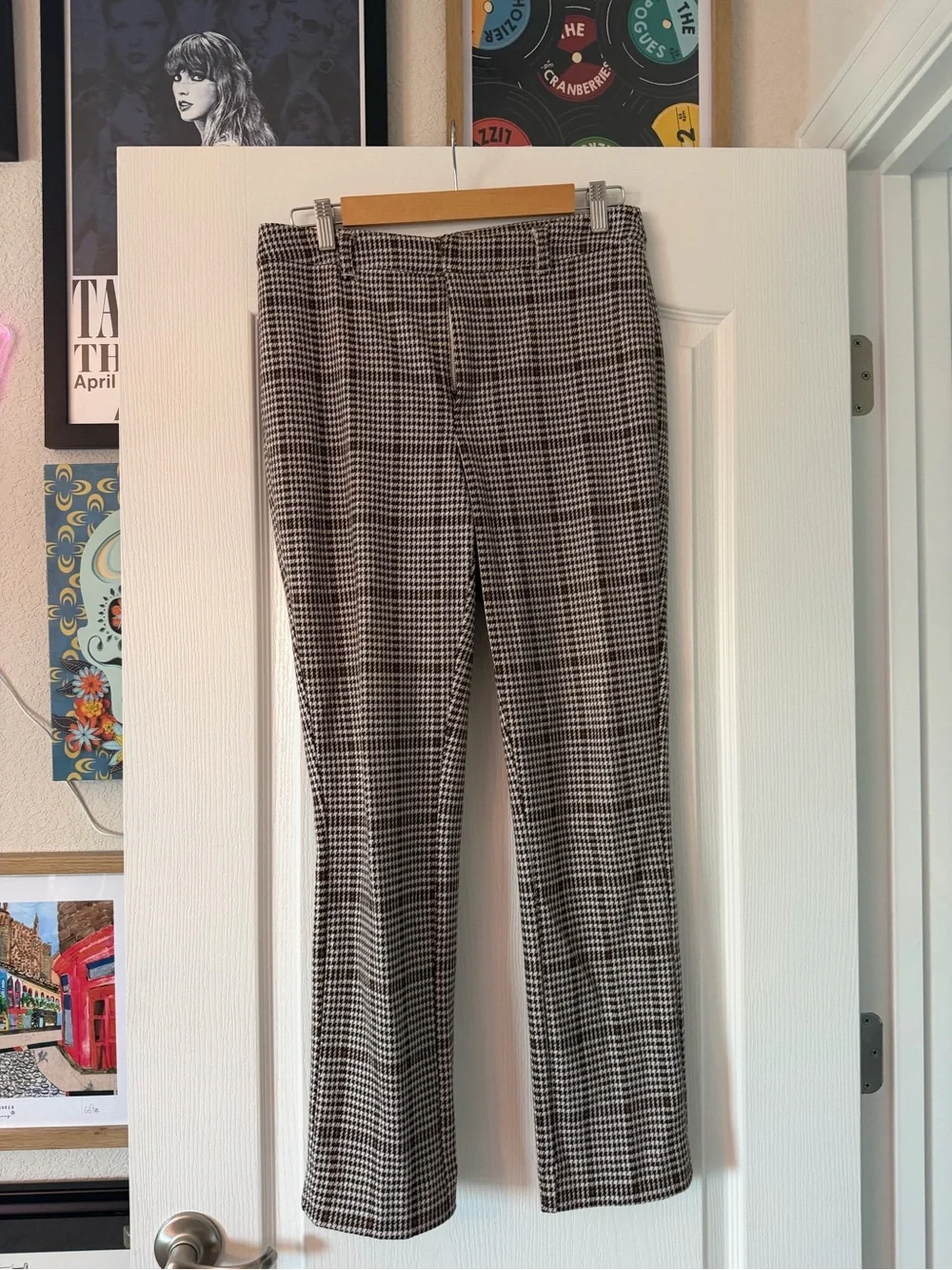 Free People Molly Houndstooth Plain Slim Fit Pants